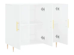 Aparador buffet cómoda mueble mueble de almacenaje organizador cocina salón salón 90 x 34 x 80 cm madera contrachapada blanco 02_0030532