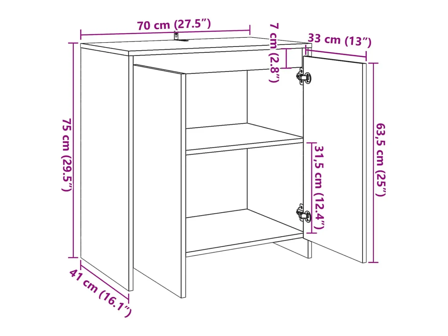 Aparador buffet cómoda mueble mueble de almacenaje organizador cocina salón salón madera vieja 70 x 41 x 75 cm madera contrachapada marrón 02_0036610