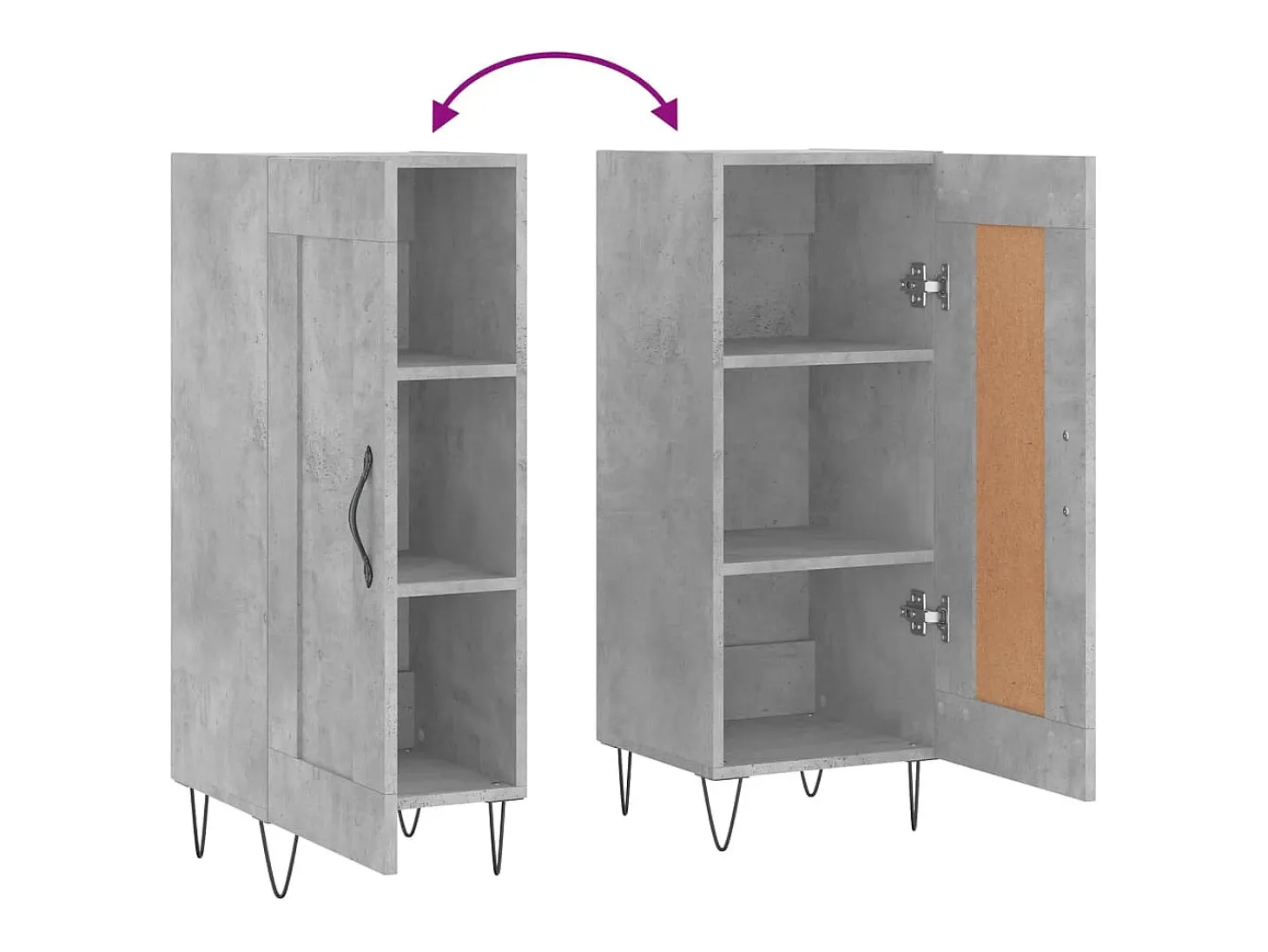 Aparador buffet cómoda mueble mueble de almacenamiento organizador cocina salón salón 34,5 x 34 x 90 cm madera contrachapada gris 02_0031887
