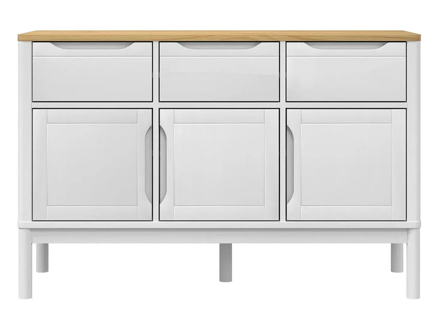 Aparador buffet cómoda mueble almacenaje organizador cocina salón salón FLORO 114 x 43 x 74 cm madera maciza de pino blanco 02_0031756