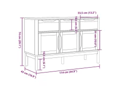Aparador buffet cómoda mueble almacenaje organizador cocina salón salón FLORO 114 x 43 x 74 cm madera maciza de pino blanco 02_0031756