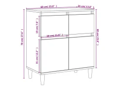 Aparador buffet cómoda mueble mueble de almacenamiento organizador cocina salón salón 60 x 35 x 70 cm madera contrachapada marrón 02_0030977