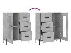 Aparador buffet cómoda mueble mueble de almacenaje organizador cocina salón salón 69,5 x 34 x 90 cm madera contrachapada gris 02_0032049