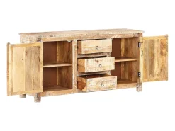 Aparador buffet cómoda mueble mueble de almacenaje organizador cocina salón salón 151 x 40 x 75 cm madera de acacia en bruto multicolor 02_0029556