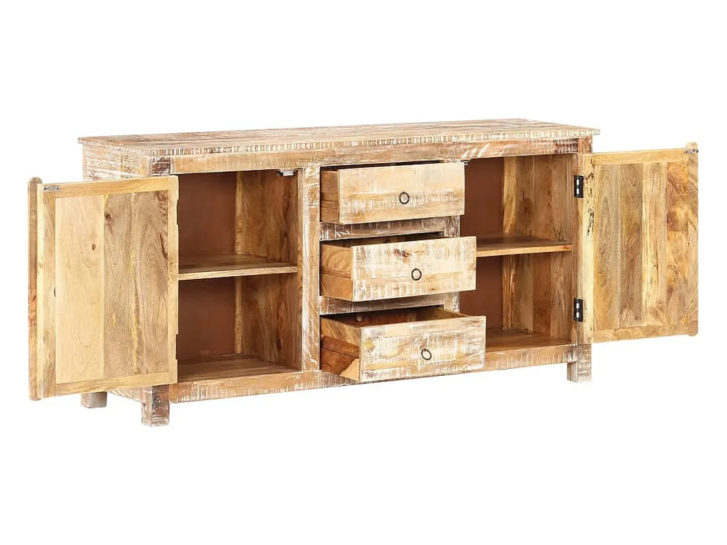 Aparador buffet cómoda mueble mueble de almacenaje organizador cocina salón salón 151 x 40 x 75 cm madera de acacia en bruto multicolor 02_0029556