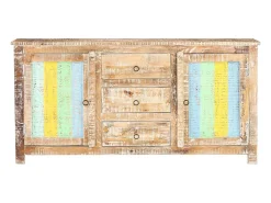 Aparador buffet cómoda mueble mueble de almacenaje organizador cocina salón salón 151 x 40 x 75 cm madera de acacia en bruto multicolor 02_0029556