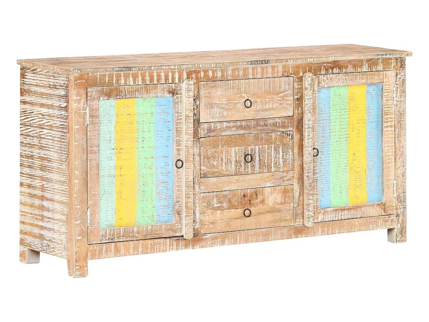 Aparador buffet cómoda mueble mueble de almacenaje organizador cocina salón salón 151 x 40 x 75 cm madera de acacia en bruto multicolor 02_0029556