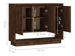 Aparador buffet cómoda mueble mueble de almacenaje organizador cocina salón salón 97 x 31 x 75 cm madera contrachapada marrón 02_0031136