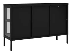 Aparador buffet cómoda mueble mueble de almacenaje organizador cocina salón salón 105 x 35 x 70 cm acero y cristal negro 02_0035835