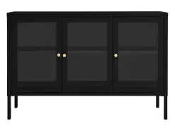 Aparador buffet cómoda mueble mueble de almacenaje organizador cocina salón salón 105 x 35 x 70 cm acero y cristal negro 02_0035835