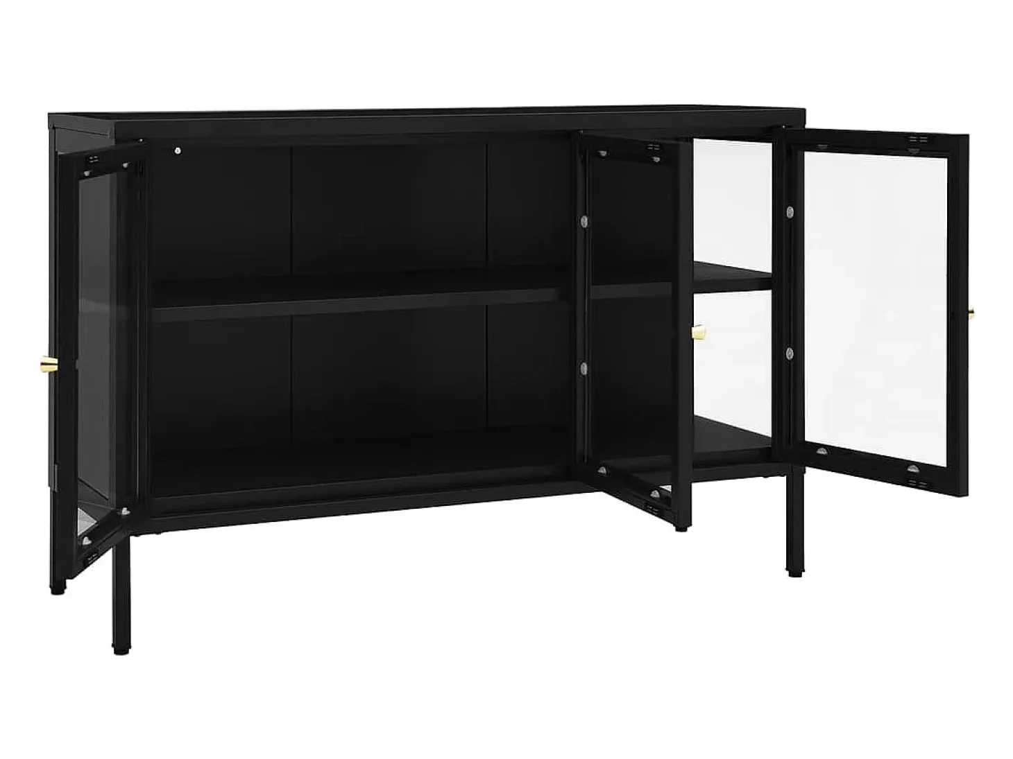Aparador buffet cómoda mueble mueble de almacenaje organizador cocina salón salón 105 x 35 x 70 cm acero y cristal negro 02_0035835