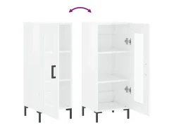 Aparador buffet cómoda mueble mueble de almacenaje organizador cocina salón brillante 34,5 x 34 x 90 cm madera contrachapada blanco 02_0030632