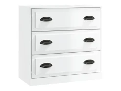 Aparador buffet cómoda mueble almacenaje organizador cocina salón salón juego de 2 madera contrachapada blanco brillante 02_0036719