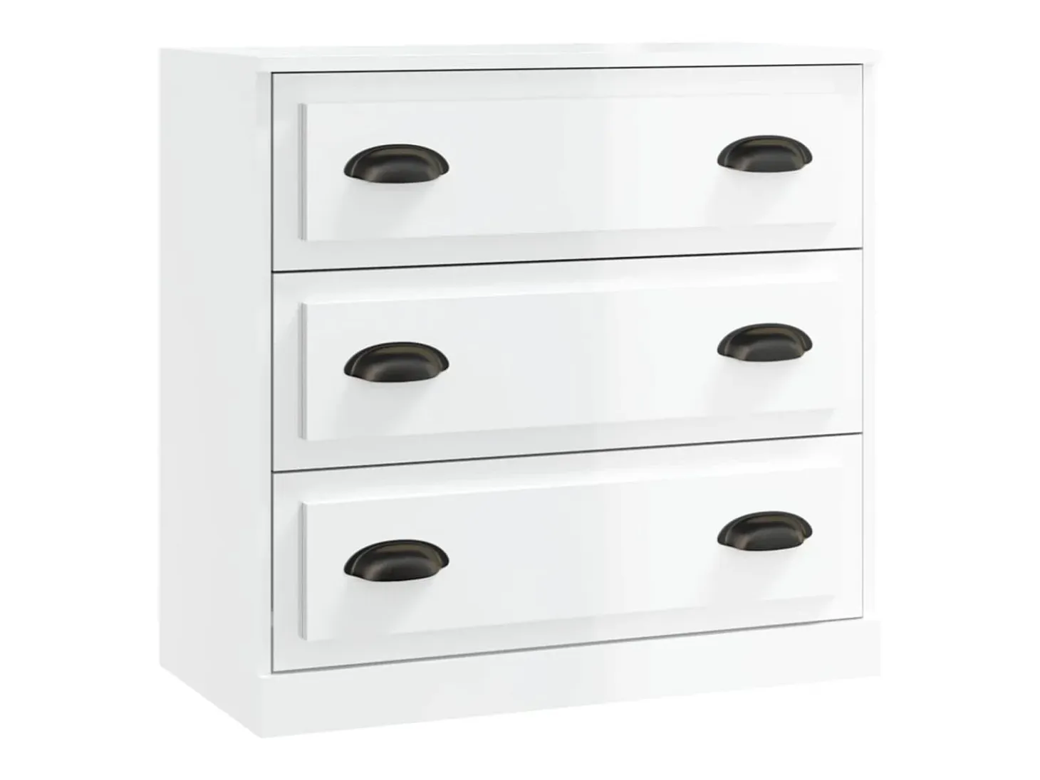 Aparador buffet cómoda mueble almacenaje organizador cocina salón salón juego de 2 madera contrachapada blanco brillante 02_0036719