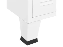Aparador buffet cómoda mueble almacenaje organizador cocina salón salón industrial 105 x 35 x 62 cm metal y cristal blanco 02_0035679