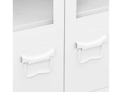 Aparador buffet cómoda mueble almacenaje organizador cocina salón salón industrial 105 x 35 x 62 cm metal y cristal blanco 02_0035679