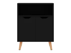 Aparador buffet cómoda mueble almacenaje organizador cocina salón brillante 60 x 30 x 72 cm madera contrachapada negro 02_0036166
