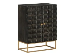 Aparador buffet cómoda mueble almacenaje organizador cocina salón salón 55 x 34 x 75 cm madera maciza de mango y hierro negro 02_0035953