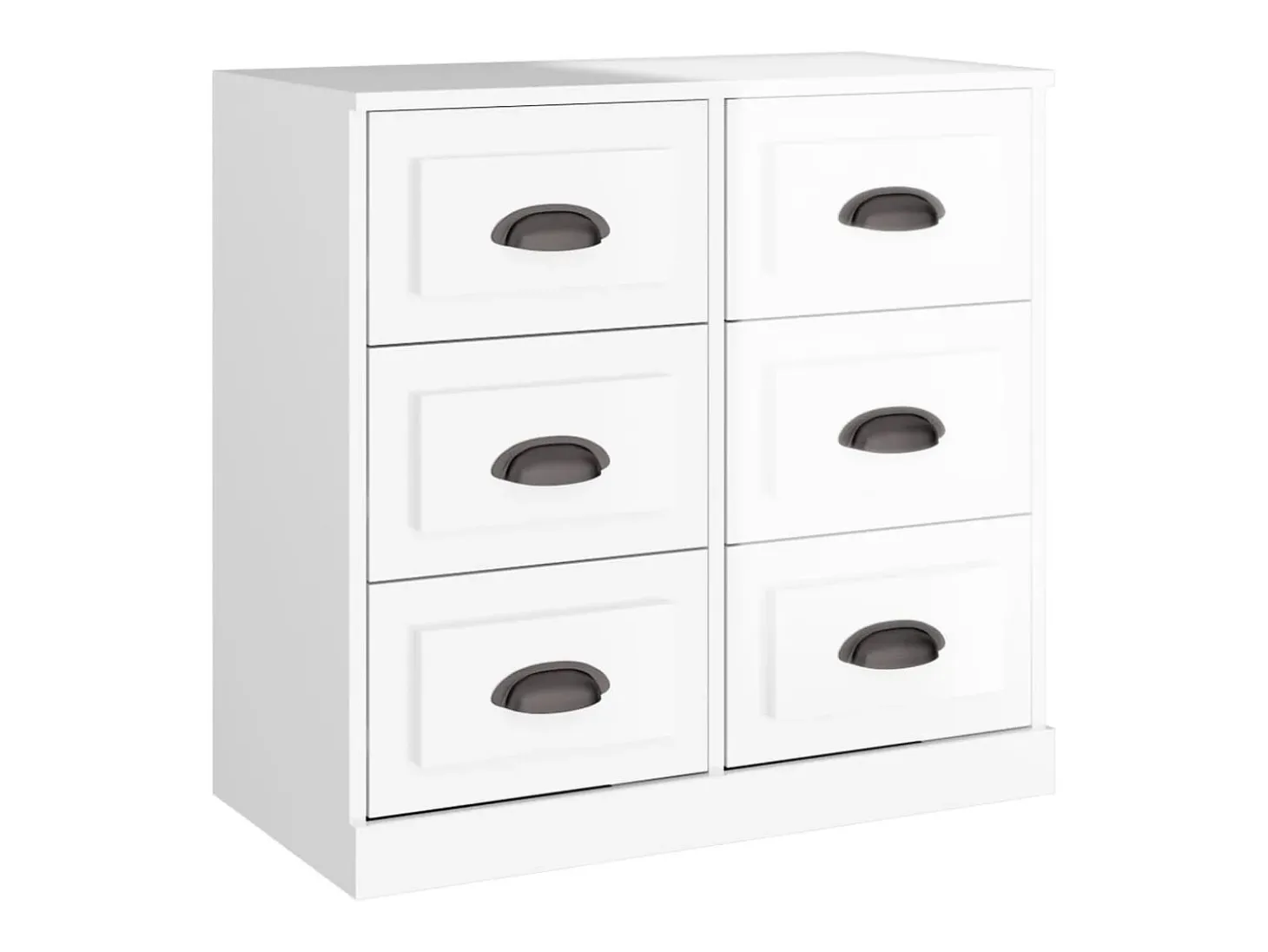 Aparador buffet cómoda mueble almacenaje organizador cocina salón salón juego de 2 madera contrachapada blanco brillante 02_0036723