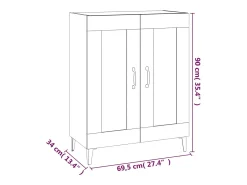 Aparador buffet cómoda mueble mueble de almacenaje organizador cocina salón salón 69,5 x 34 x 90 cm madera contrachapada blanco 02_0030406