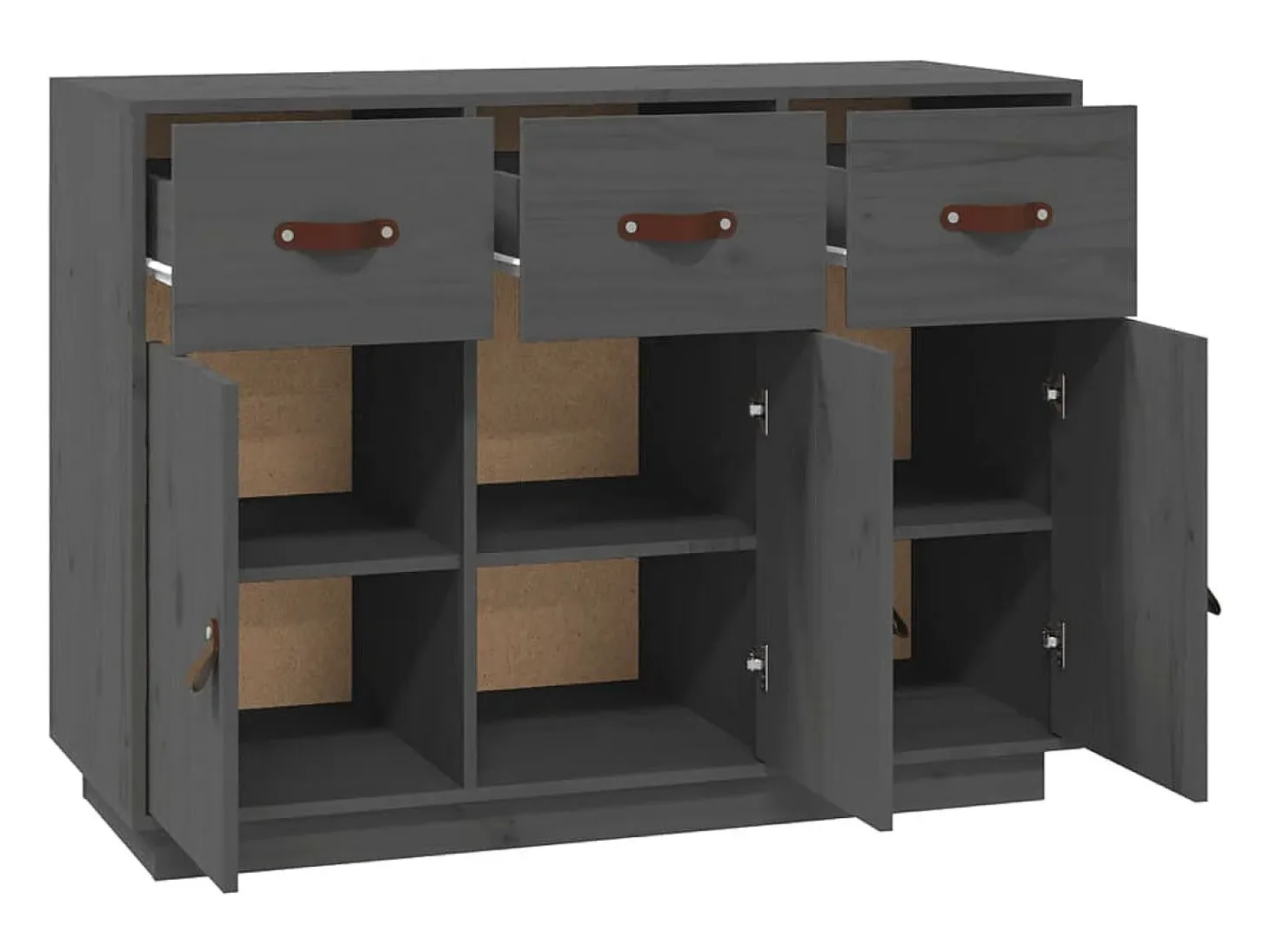 Aparador buffet cómoda mueble almacenaje organizador cocina salón salón 100 x 40 x 75 cm madera maciza de pino gris 02_0031766