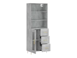 Aparador buffet cómoda mueble mueble de almacenaje organizador cocina salón salón alto 69,5 x 34 x 180 cm madera contrachapada gris 02_0034602