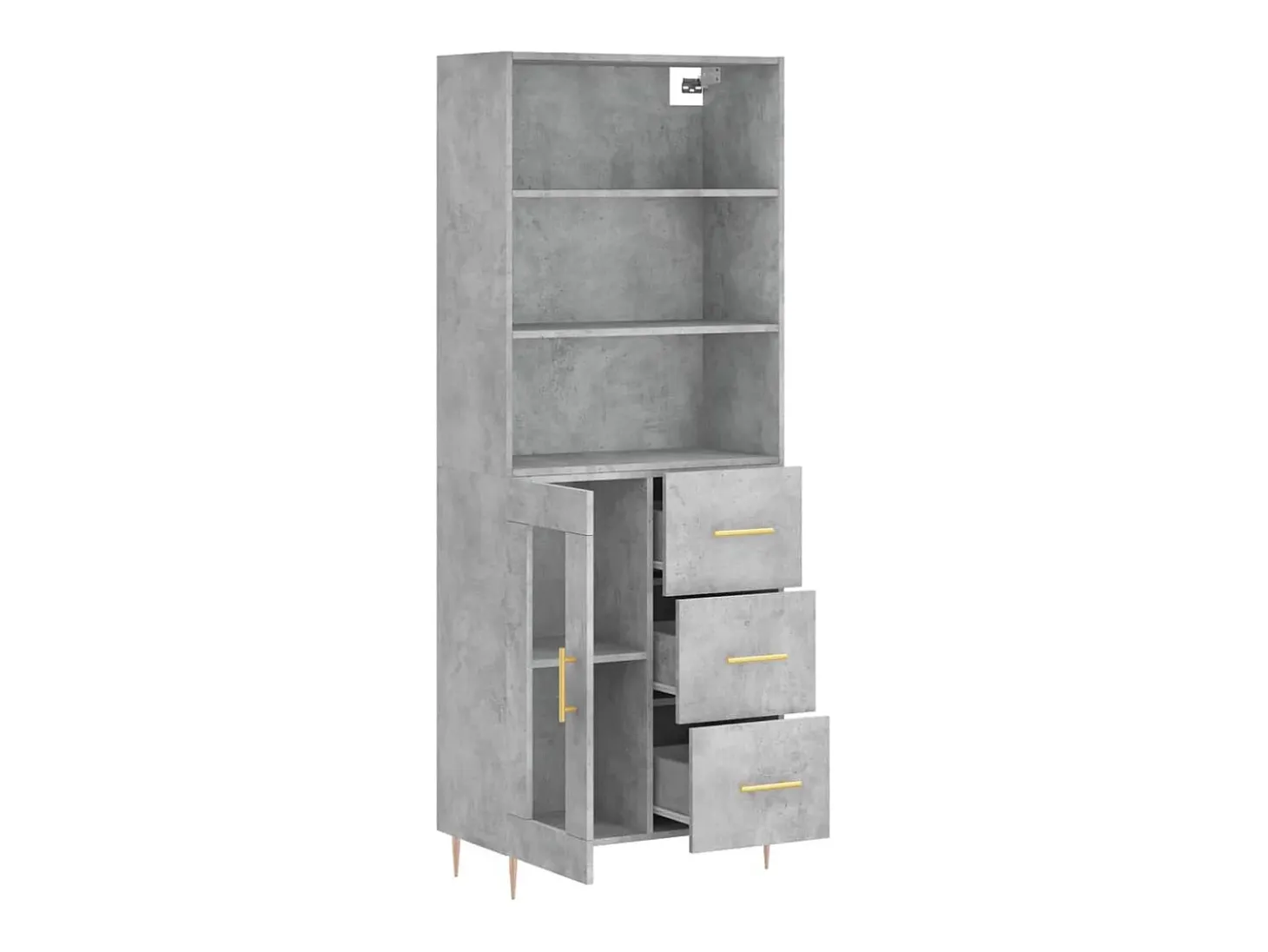 Aparador buffet cómoda mueble mueble de almacenaje organizador cocina salón salón alto 69,5 x 34 x 180 cm madera contrachapada gris 02_0034602