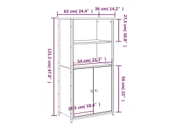 Aparador buffet cómoda mueble almacenaje organizador cocina salón salón alto Sonoma 62 x 36 x 121,5 cm madera contrachapada gris 02_0035386