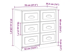 Aparador buffet cómoda mueble mueble de almacenaje organizador cocina salón salón 70 x 35,5 x 67,5 cm madera contrachapada gris 02_0032083