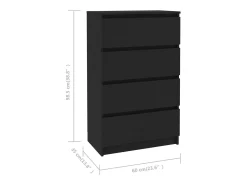 Aparador buffet cómoda mueble mueble de almacenaje organizador cocina salón salón 60 x 35 x 98,5 cm madera contrachapada negra 02_0036002