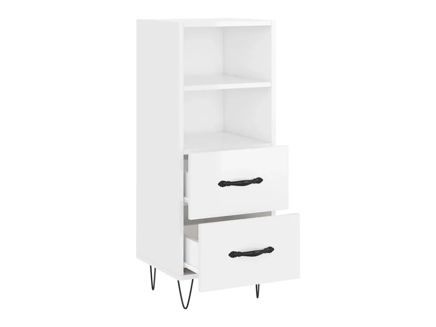 Aparador buffet cómoda mueble mueble de almacenaje organizador cocina salón brillante 34,5 x 34 x 90 cm madera contrachapada blanco 02_0030614