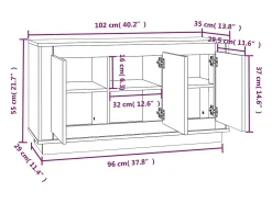 Aparador buffet cómoda mueble mueble de almacenaje organizador cocina salón salón 102 x 35 x 55 cm madera contrachapada blanco 02_0030174