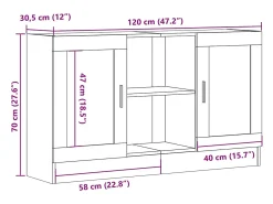 Aparador buffet cómoda mueble mueble de almacenaje organizador cocina salón salón madera vieja 120 x 30,5 x 70 cm madera contrachapada marrón 02_0036599