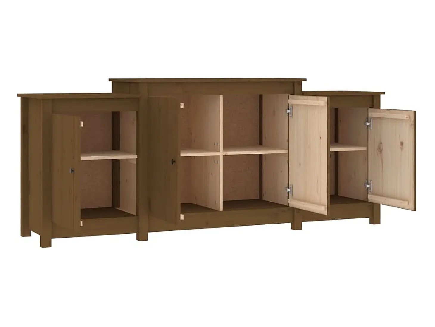 Aparador buffet cómoda mueble almacenaje organizador cocina salón salón 164 x 37 x 68 cm madera maciza de pino marrón 02_0035739