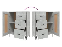 Aparador buffet cómoda mueble mueble de almacenaje organizador cocina salón salón 69,5 x 34 x 90 cm madera contrachapada gris 02_0032065