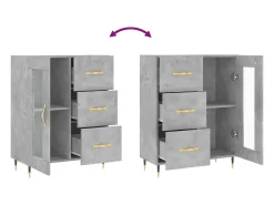 Aparador buffet cómoda mueble mueble de almacenaje organizador cocina salón salón 69,5 x 34 x 90 cm madera contrachapada gris 02_0032034