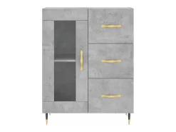 Aparador buffet cómoda mueble mueble de almacenaje organizador cocina salón salón 69,5 x 34 x 90 cm madera contrachapada gris 02_0032034