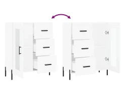 Aparador buffet cómoda mueble mueble de almacenaje organizador cocina salón salón 69,5 x 34 x 90 cm madera contrachapada blanco 02_0030417