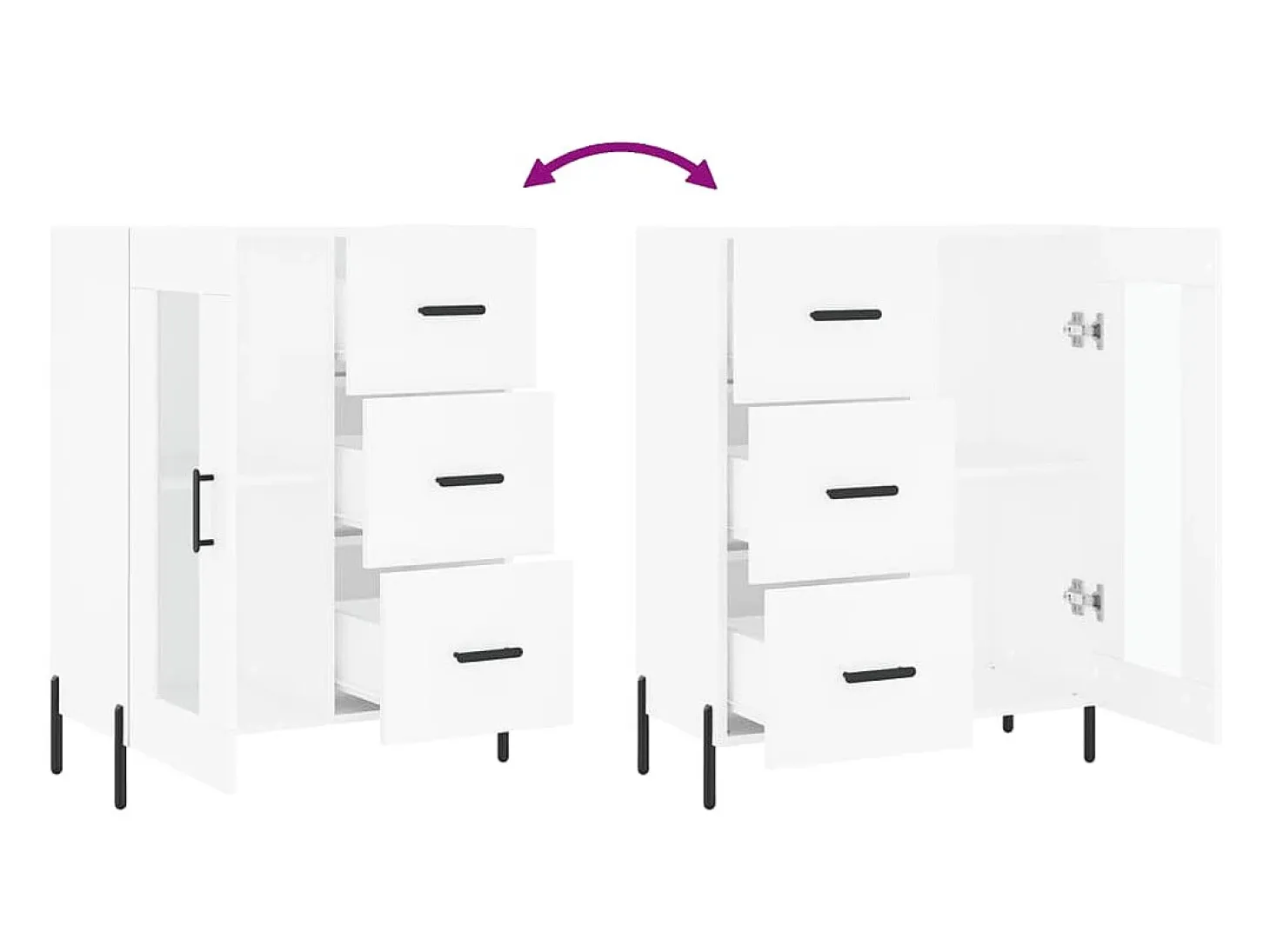 Aparador buffet cómoda mueble mueble de almacenaje organizador cocina salón salón 69,5 x 34 x 90 cm madera contrachapada blanco 02_0030417