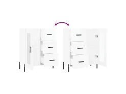 Aparador buffet cómoda mueble mueble de almacenaje organizador cocina salón brillante 69,5 x 34 x 90 cm madera contrachapada blanco 02_0030728