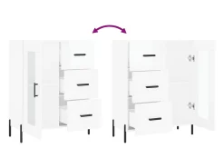 Aparador buffet cómoda mueble mueble de almacenaje organizador cocina salón brillante 69,5 x 34 x 90 cm madera contrachapada blanco 02_0030728