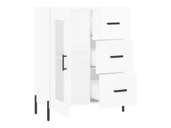 Aparador buffet cómoda mueble mueble de almacenaje organizador cocina salón brillante 69,5 x 34 x 90 cm madera contrachapada blanco 02_0030728