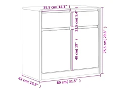 Aparador buffet cómoda mueble almacenaje organizador cocina salón salónAUDA 80 x 43 x 75,5 cm madera maciza de pino marrón 02_0036221