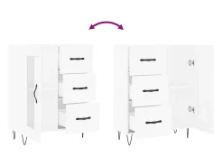 Aparador buffet cómoda mueble mueble de almacenaje organizador cocina salón salón 69,5 x 34 x 90 cm madera contrachapada blanco 02_0030471