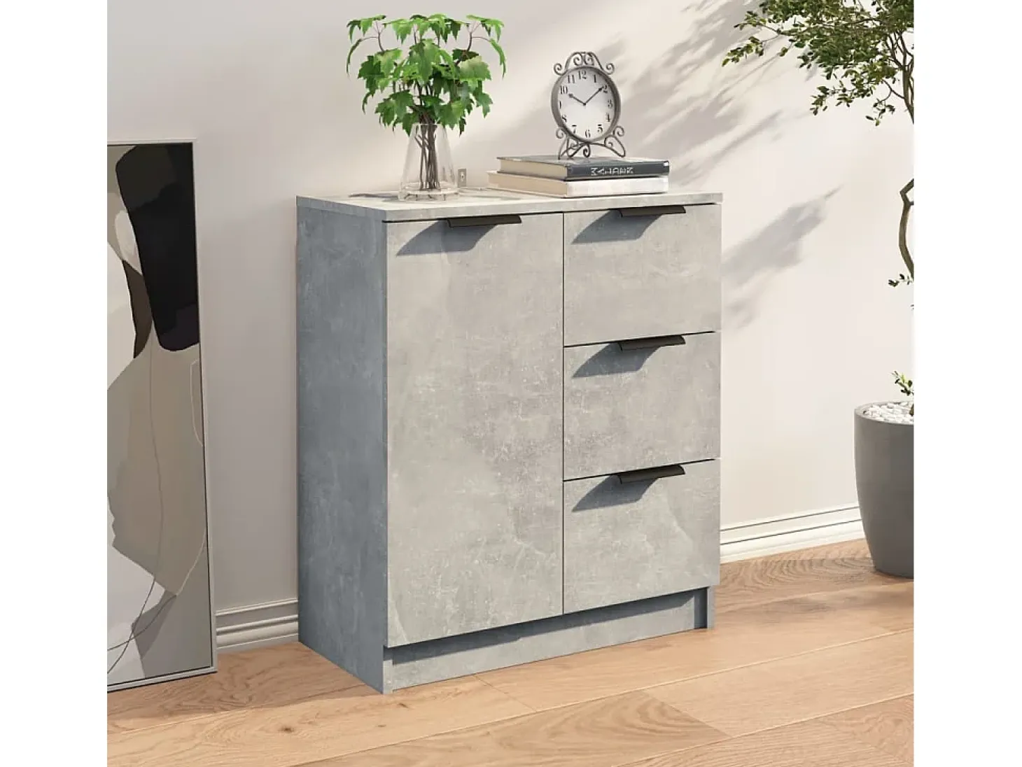Aparador buffet cómoda mueble mueble de almacenaje organizador cocina salón salón 60 x 30 x 70 cm madera contrachapada gris 02_0031956