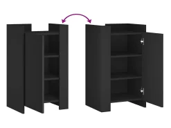 Aparador buffet cómoda mueble mueble de almacenaje organizador cocina salón salón 45 x 35 x 75 cm madera contrachapada negra 02_0035945