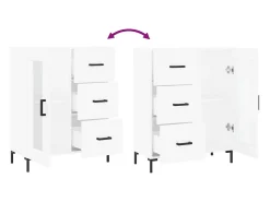 Aparador buffet cómoda mueble mueble de almacenaje organizador cocina salón salón 69,5 x 34 x 90 cm madera contrachapada blanco 02_0030420