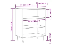 Aparador buffet cómoda mueble almacenaje organizador cocina salón salón 57 x 35 x 70 cm madera contrachapada negra 02_0035955