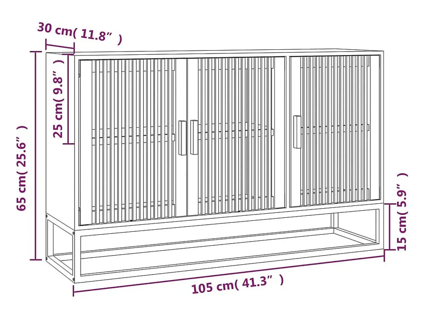 Aparador buffet cómoda mueble mueble de almacenamiento organizador cocina salón salón 105 x 30 x 65 cm madera contrachapada marrón 02_0029502