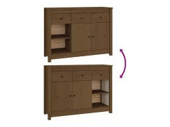 Aparador buffet cómoda mueble almacenaje organizador cocina salón salón 100 x 35 x 74 cm madera maciza de pino marrón 02_0035726